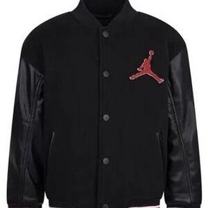 Jordan Varsity Jacket Black Red Jumpman Letterman Coat Youth Large Mens XS